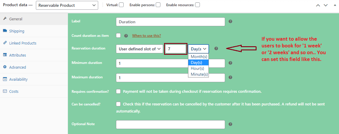 weekly booking in ARB