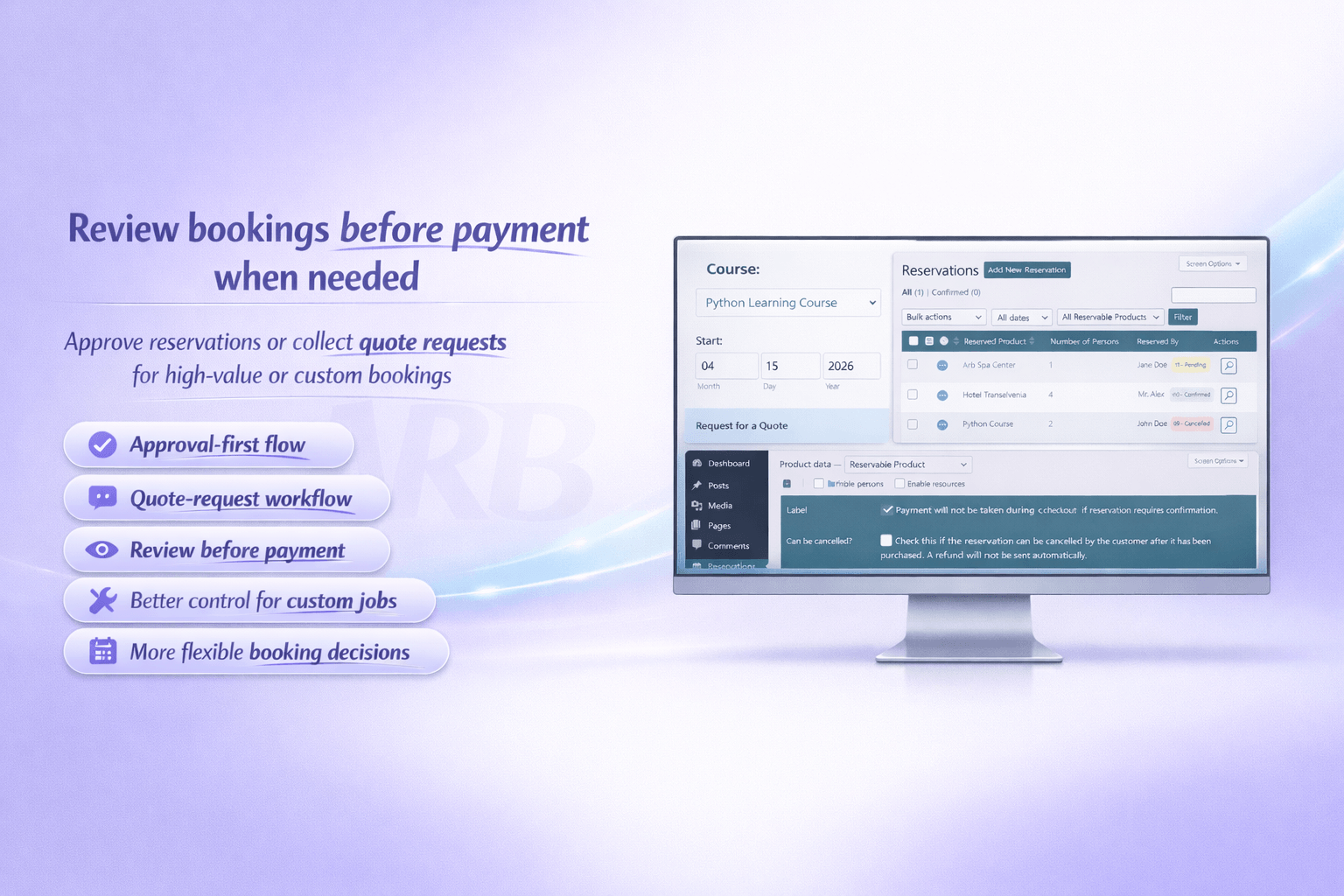 ARB | Appointment Reservation and Booking Plugin for WooCommerce