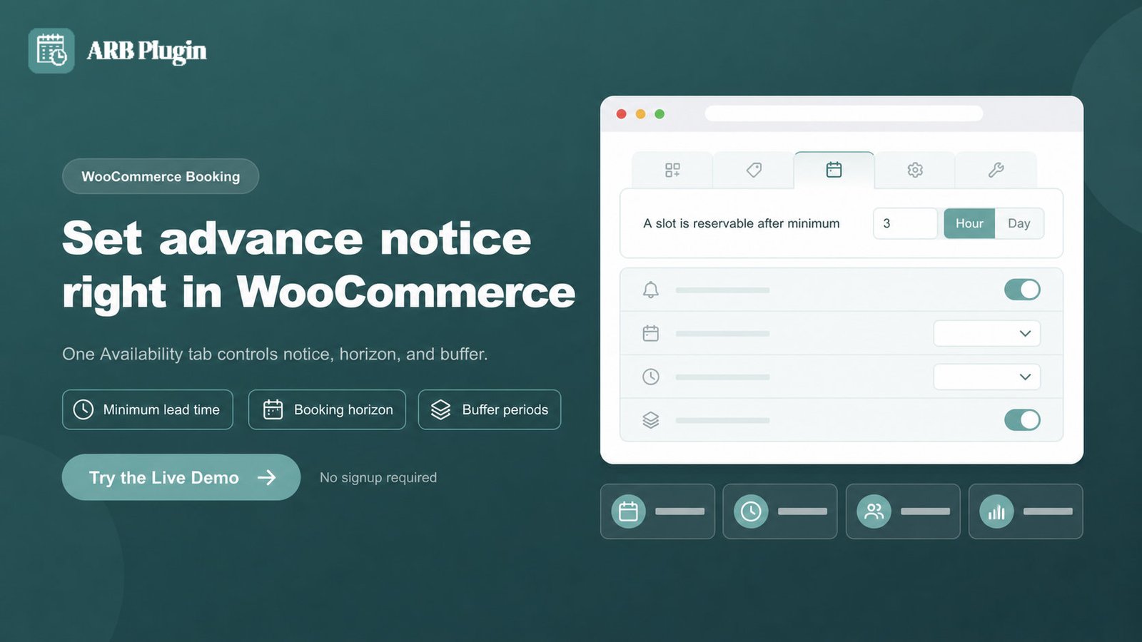 Try the ARB live demo to set advance booking notice inside WooCommerce