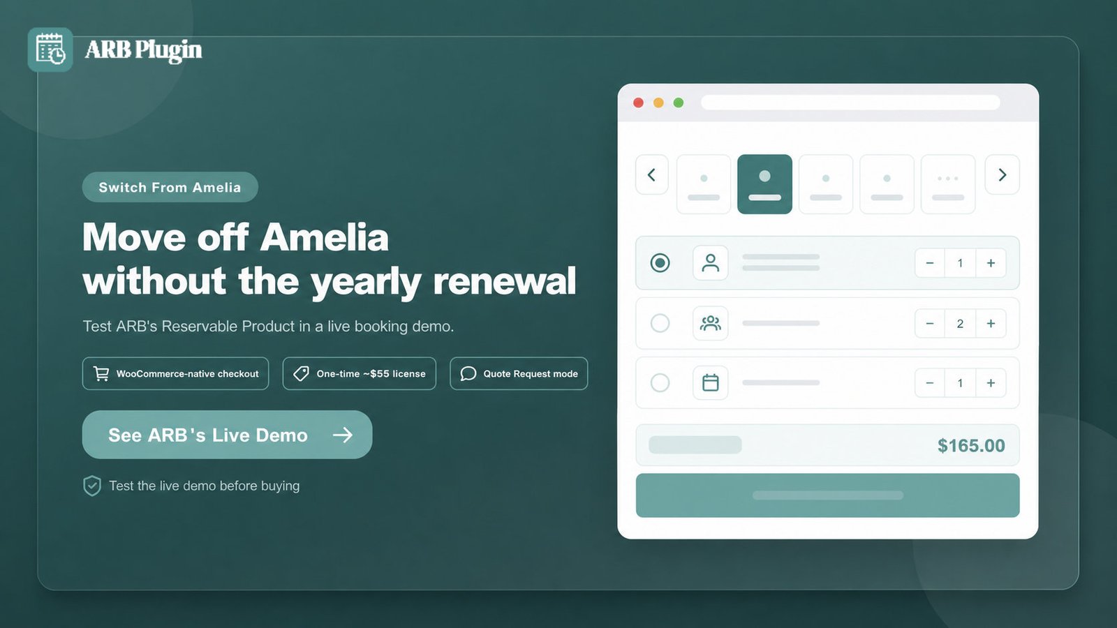 Switch from Amelia to ARB: one-time WooCommerce-native booking tested in a live demo