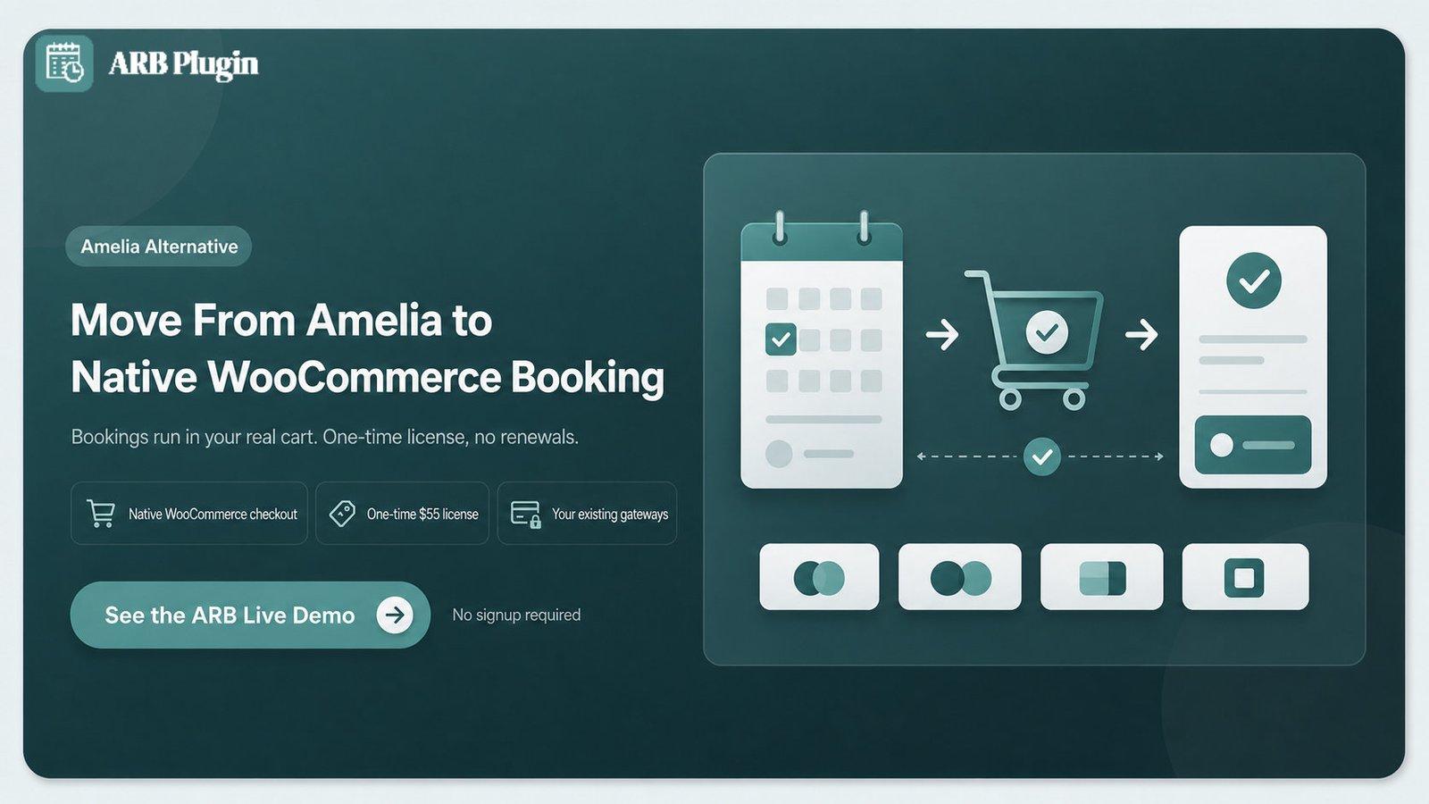 Switch from Amelia to ARB: WooCommerce-native booking, one-time license, no bridge checkout