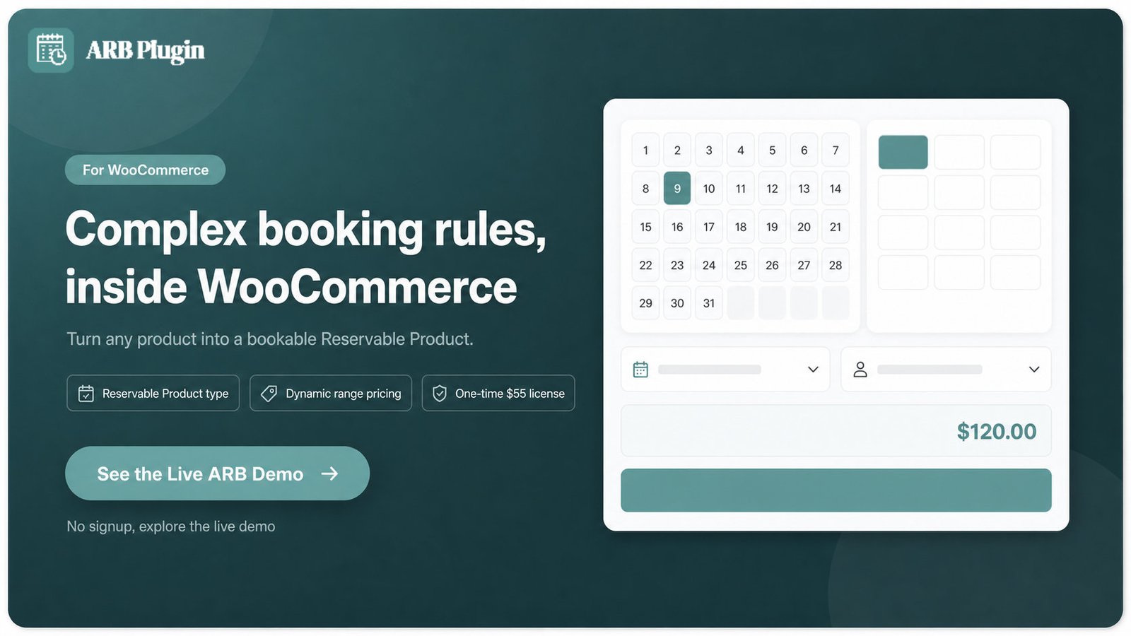 See the ARB live demo: complex WooCommerce booking rules with dynamic pricing and a Reservable Product