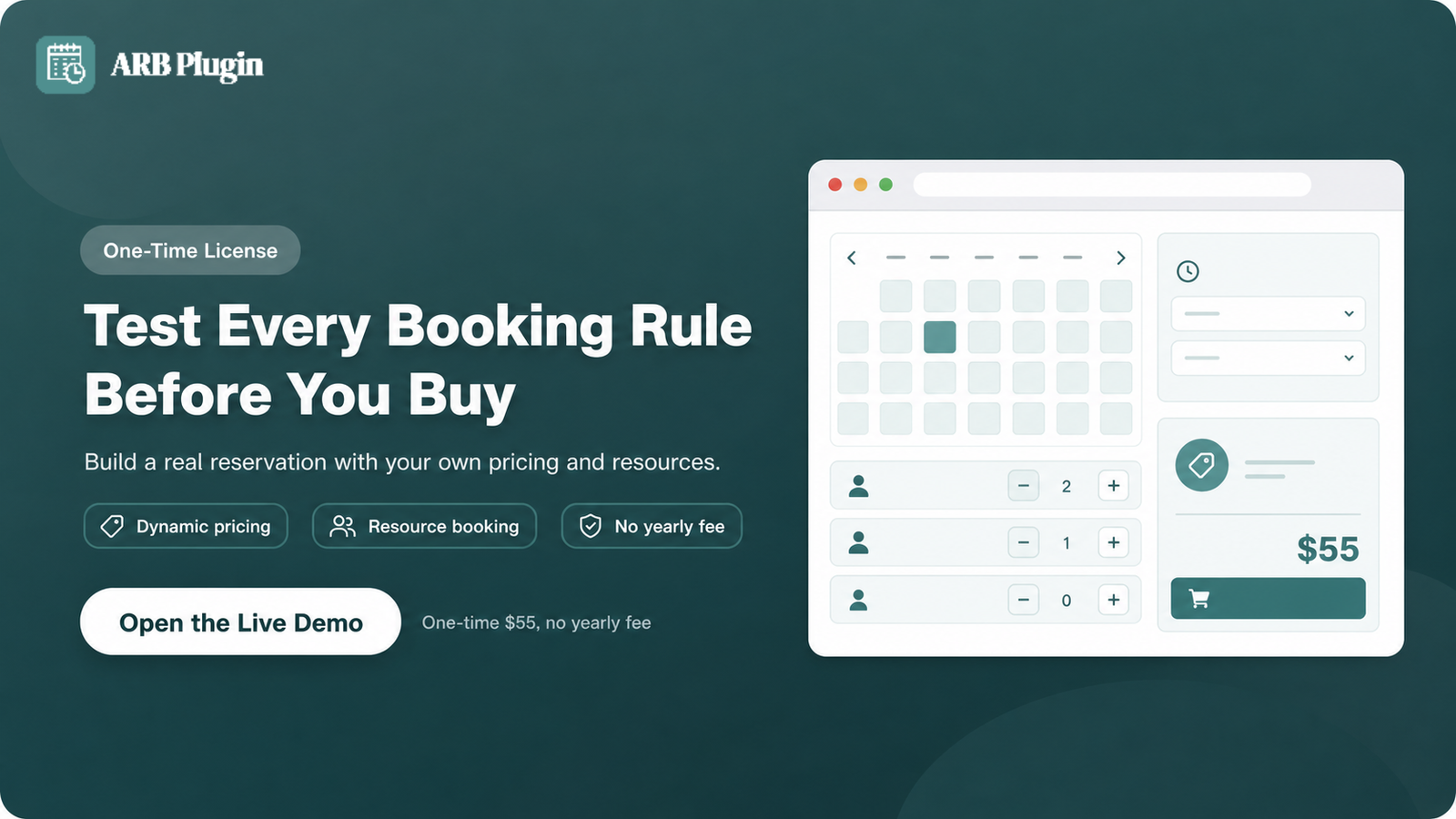 Open the ARB live demo to test WooCommerce booking before buying on CodeCanyon
