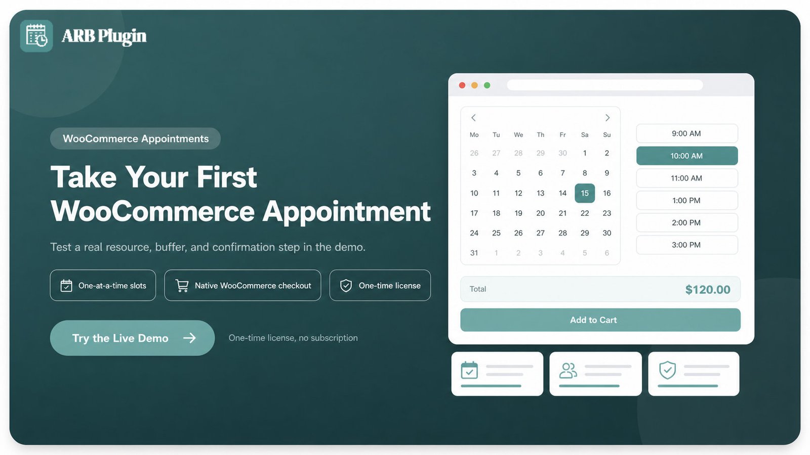 Try the ARB live demo to take one-at-a-time WooCommerce appointments with native checkout