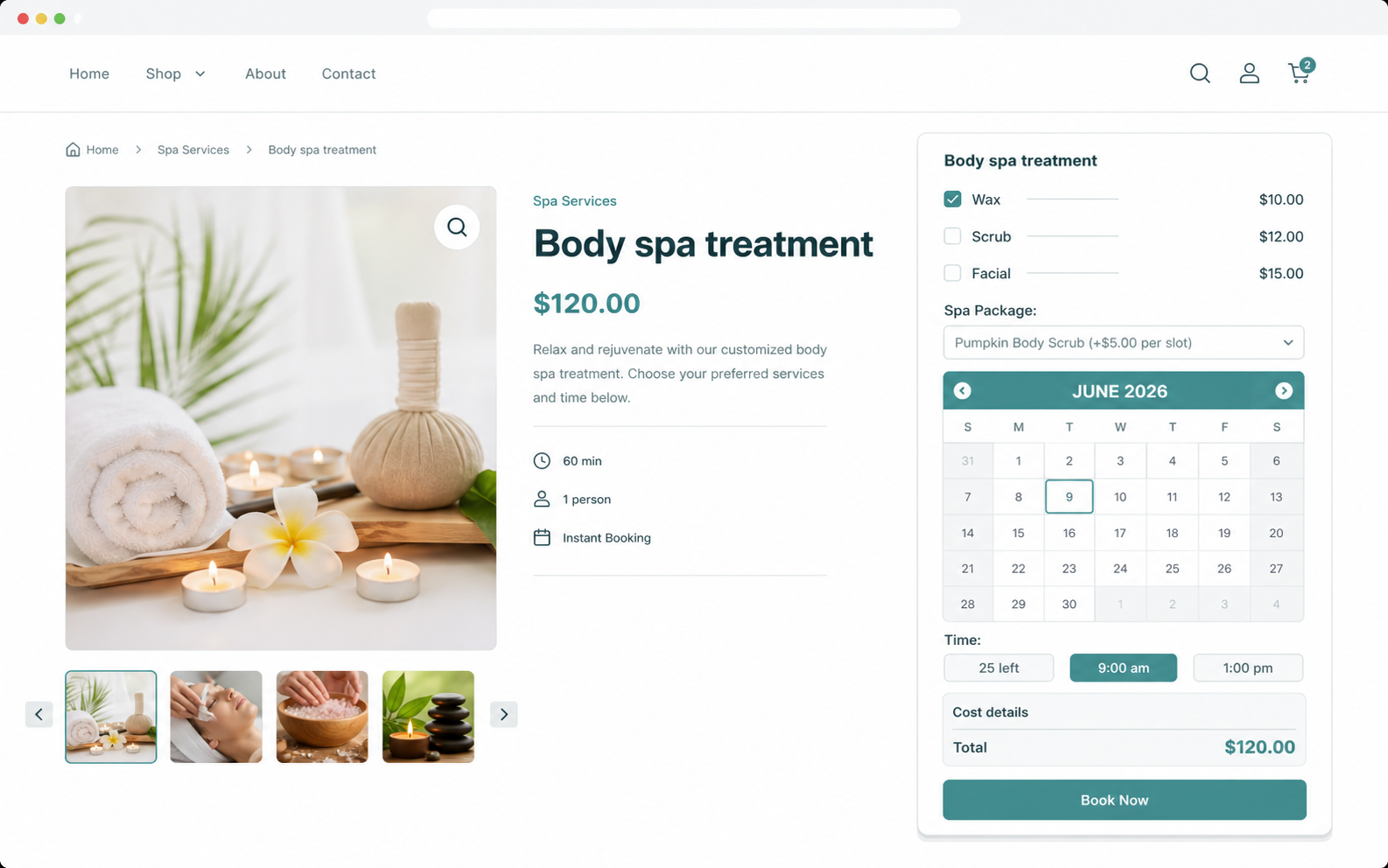 Real-time WooCommerce booking calendar with live availability on a product page