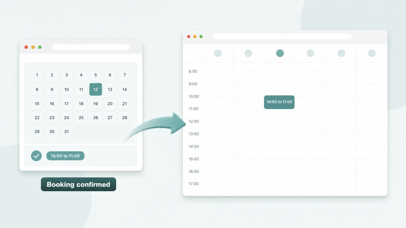 A WooCommerce reservation appearing as a booked event on a Google Calendar day view