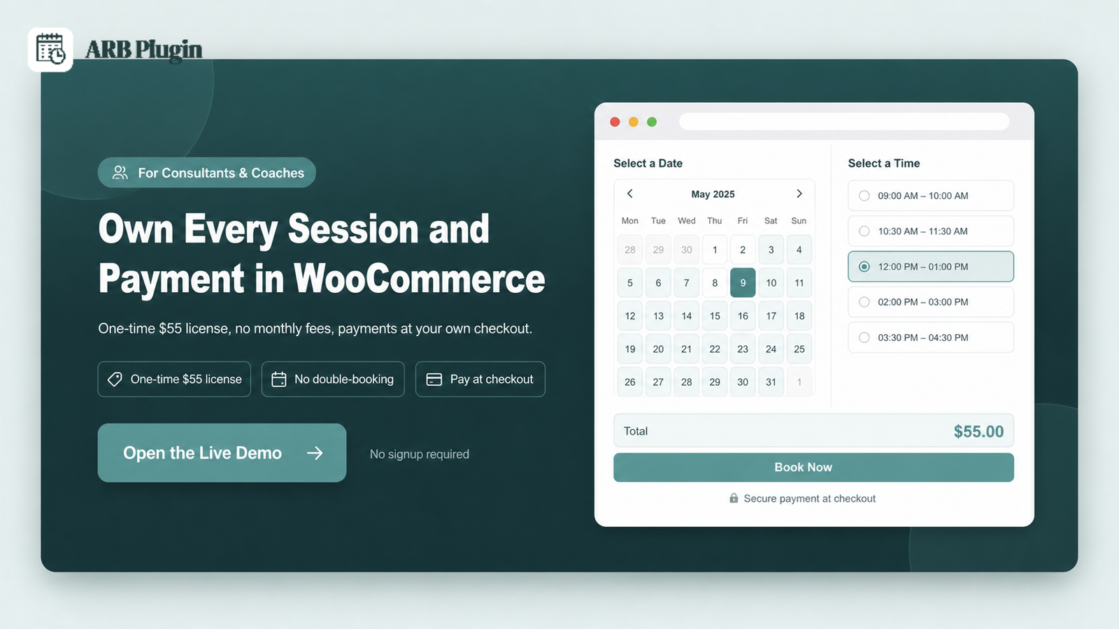 Open the ARB live demo to book paid sessions inside your WooCommerce store