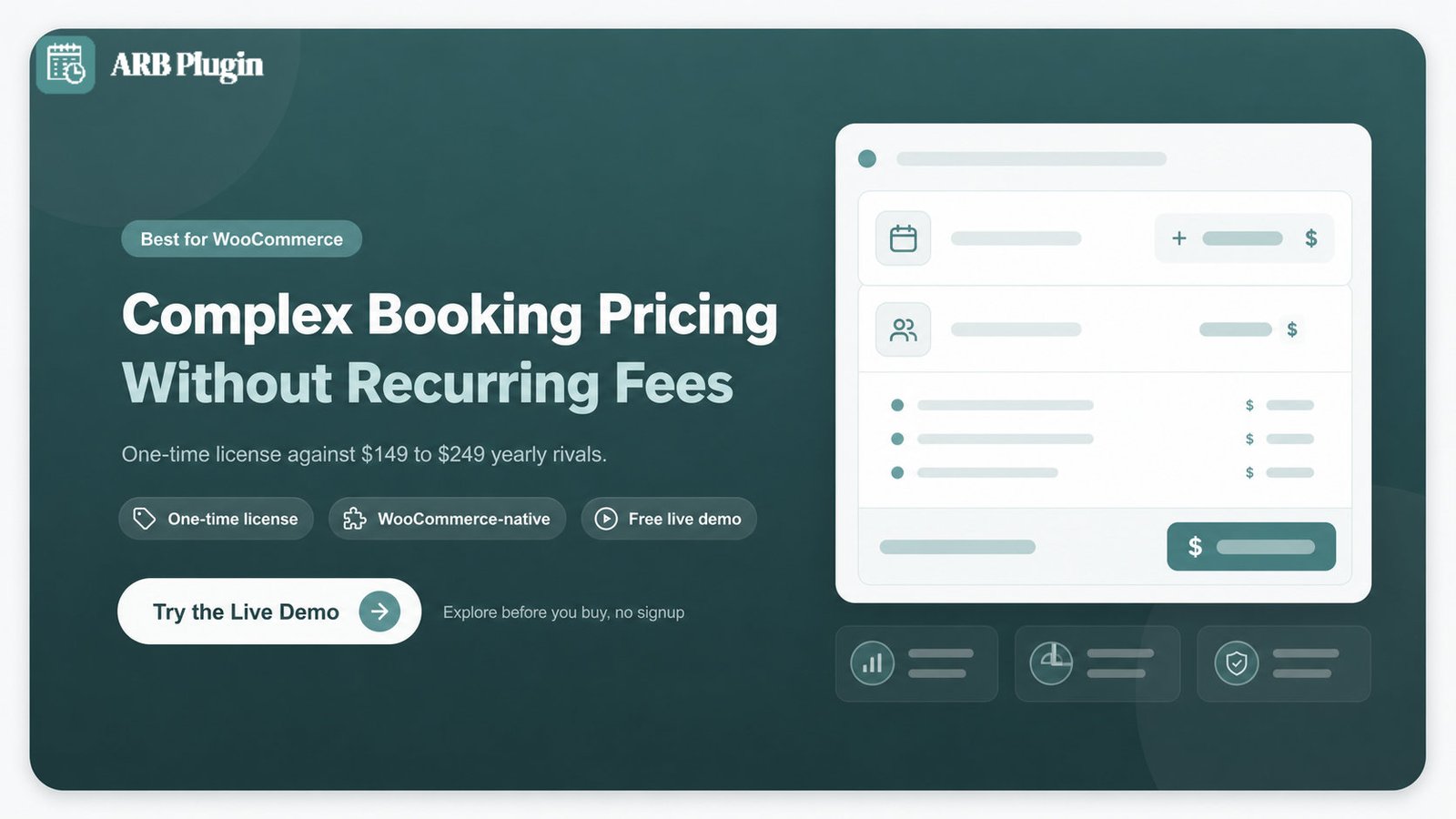 Explore ARB's live demo, our top-scoring WooCommerce booking plugin for complex pricing