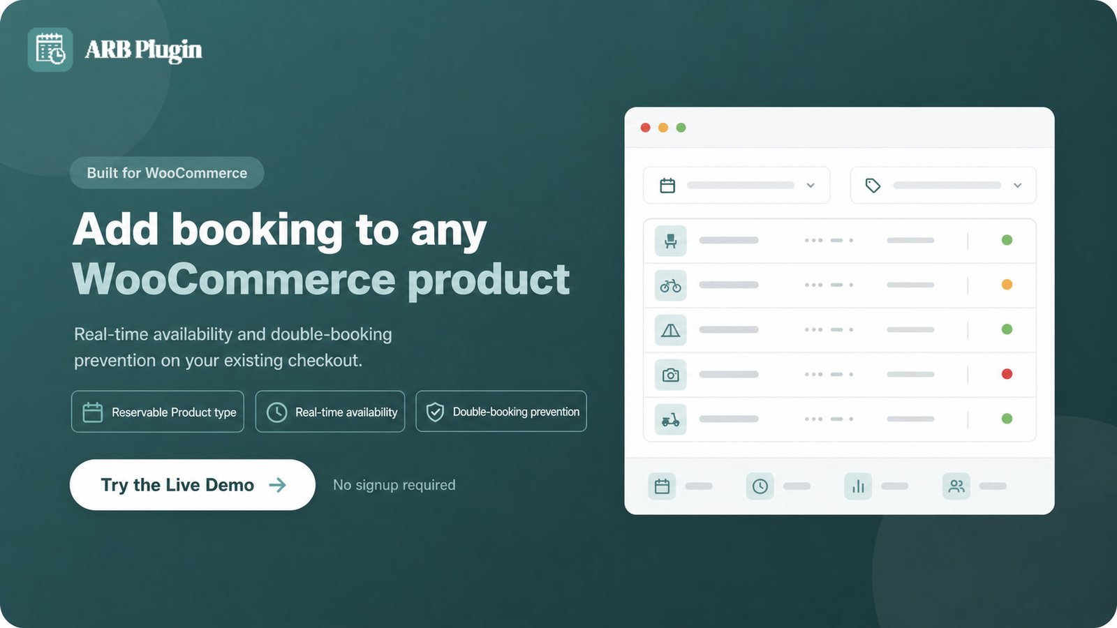 Add booking to any WooCommerce product with ARB: real-time availability and native checkout