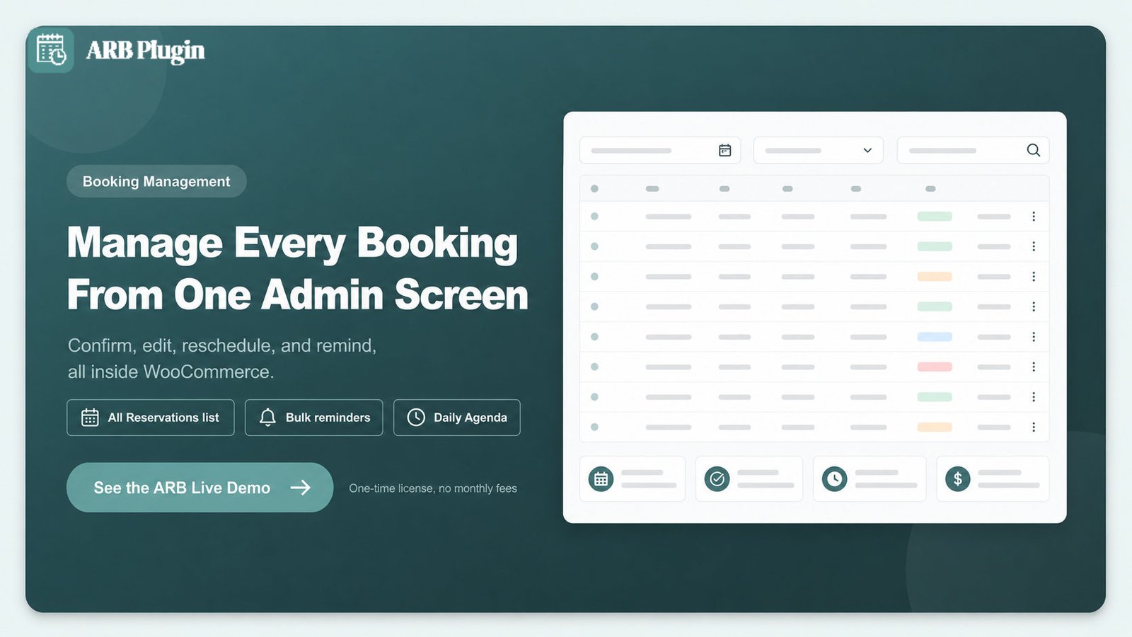 See ARB manage WooCommerce bookings from one admin screen in the live demo
