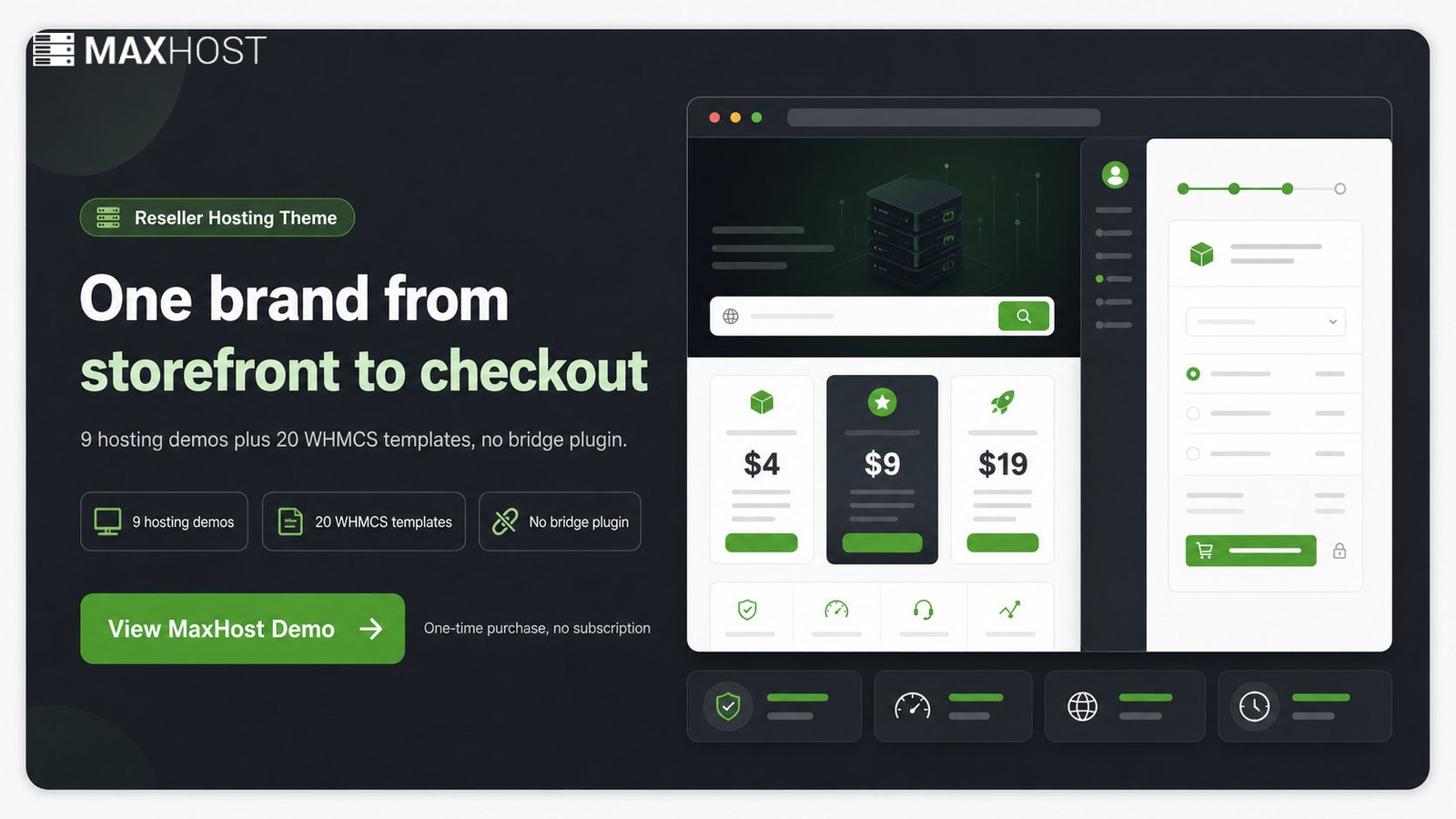 View the MaxHost demo: one branded storefront and WHMCS checkout with no bridge plugin