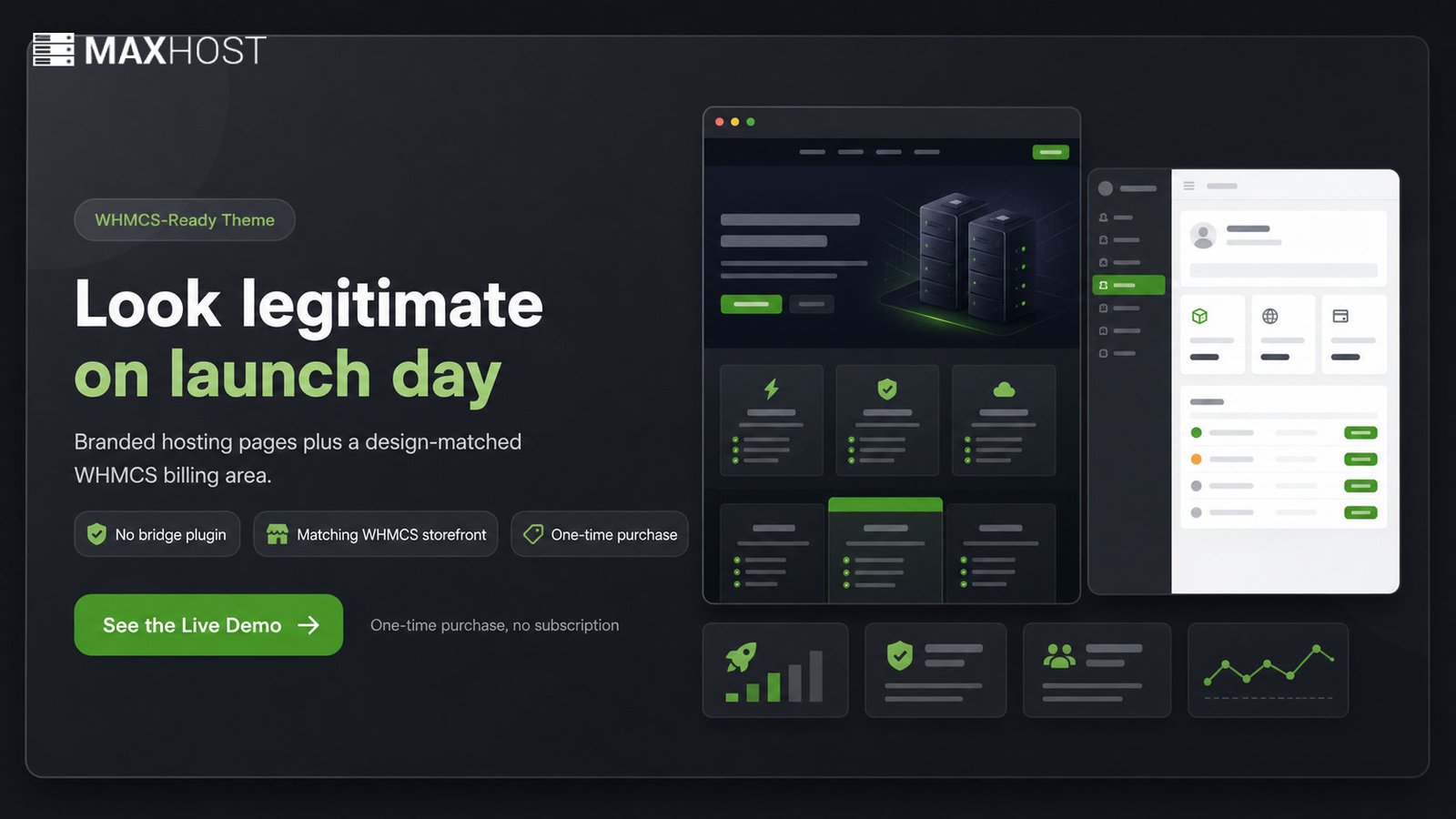 See MaxHost's hosting site and matching WHMCS storefront in the live demo