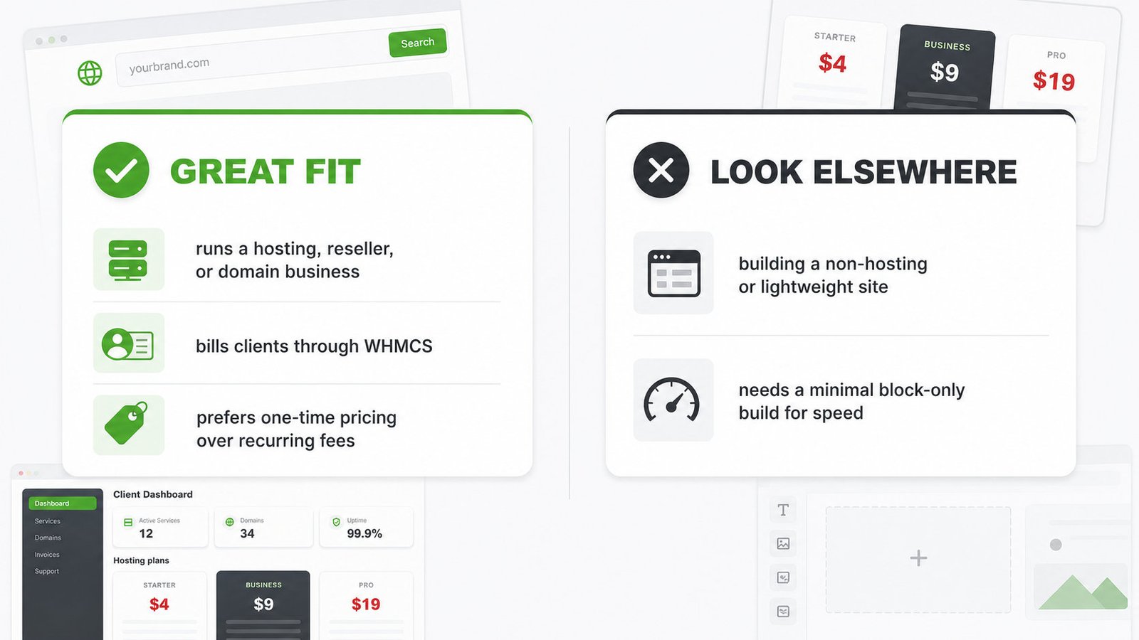 Who MaxHost fits: hosting, reseller, and WHMCS billing sites versus minimal non-hosting builds