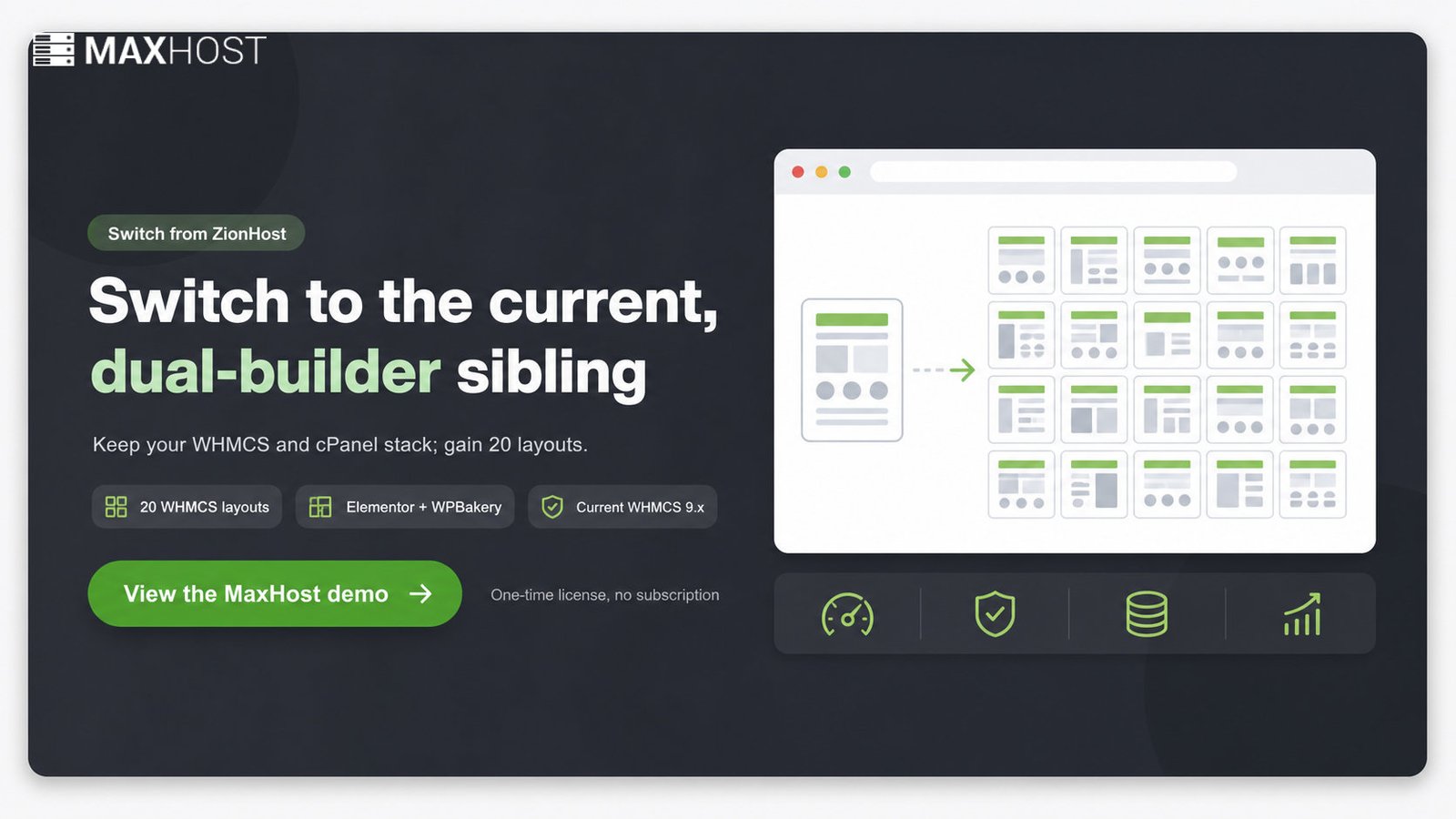Switch from ZionHost to MaxHost for 20 WHMCS layouts and current maintenance; view the MaxHost demo