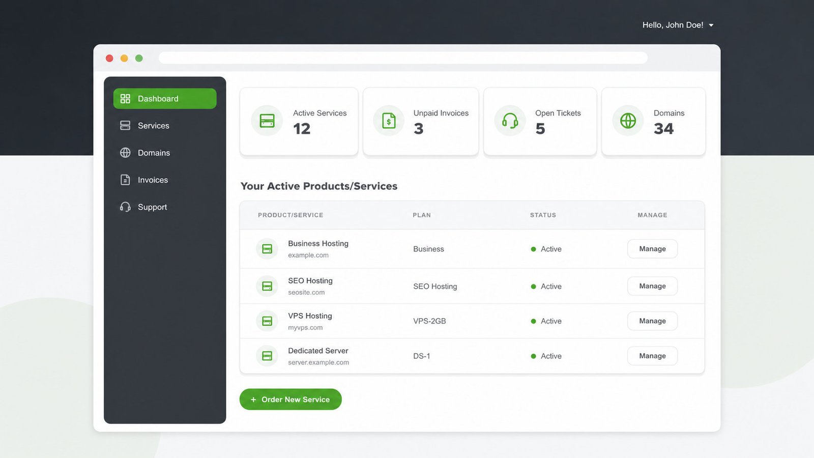 MaxHost skinned WHMCS client area matching the hosting site, billing without a bridge plugin
