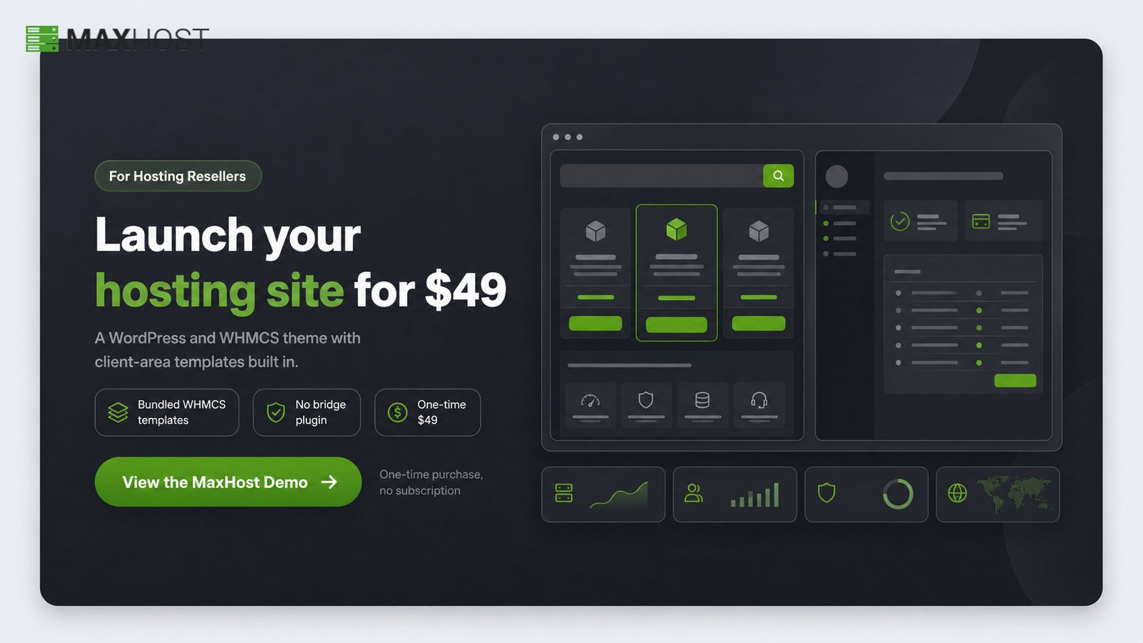 Launch a hosting site with MaxHost, a $49 WordPress and WHMCS theme with bundled client-area templates