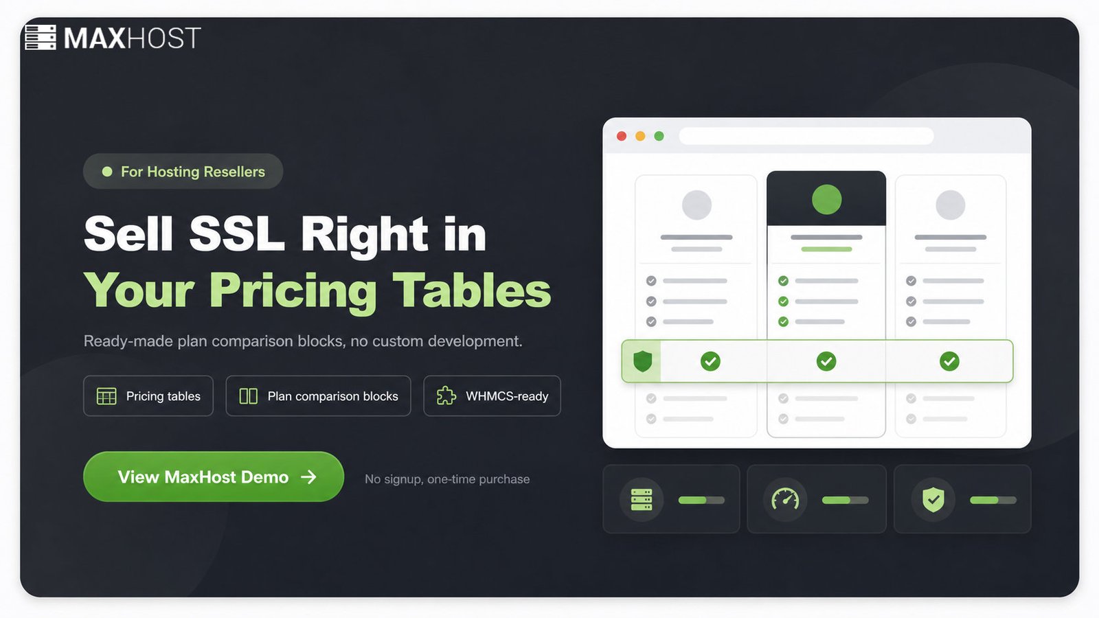 Sell SSL in your hosting pricing tables with MaxHost ready-made plan comparison blocks