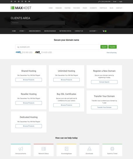 Maxhost WHMCS Demo