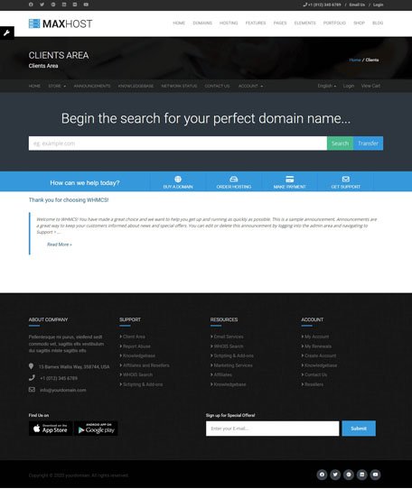 Maxhost WHMCS Demo