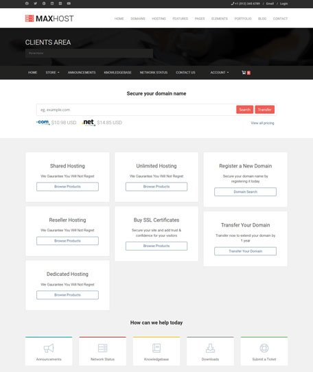 Maxhost WHMCS Demo