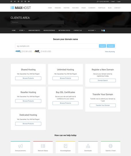 Maxhost WHMCS Demo