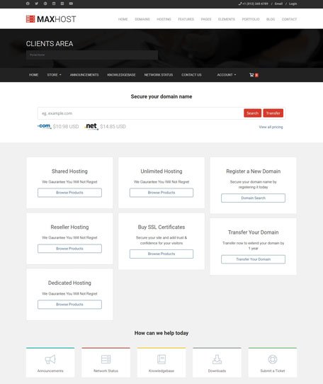 Maxhost WHMCS Demo