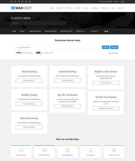 Maxhost WHMCS Demo